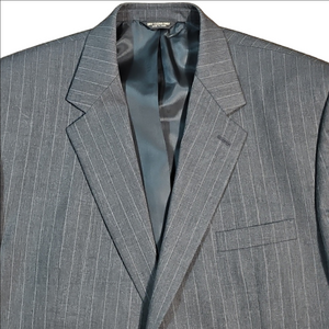 Chaps Ralph Lauren 100% Wool Classic Grey Pinstripe Jacket Blazer 46R